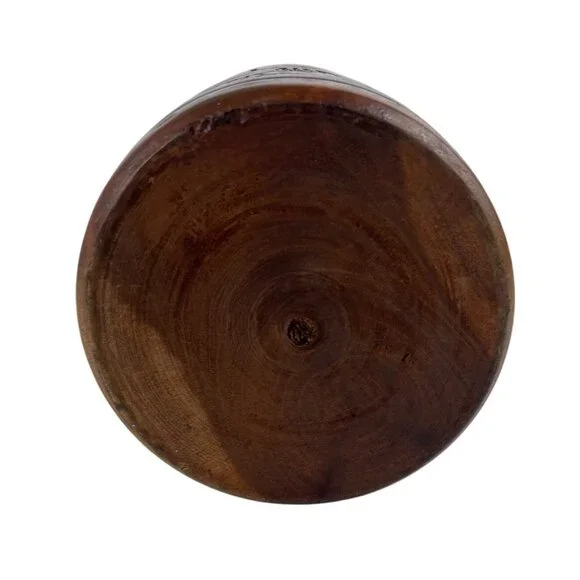 Handcrafted Carved Wooden 3 Piece Bottle Holder Lid Cup - Picture 13 of 16